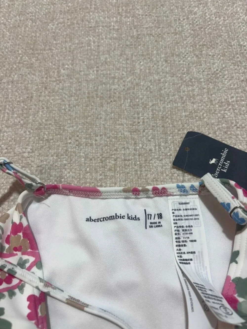 Abercrombie Kids Floral One Piece Swimsuit NWT Girls Size 17/18